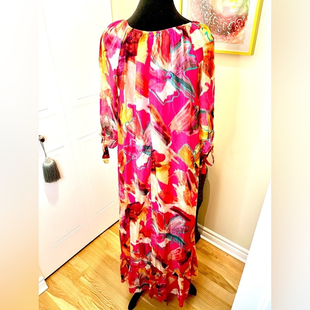 HF Moda Italia Floral Maxi Dress,Multicolour,Off Shoulder,Tie Sleeves ๐ธ๐บ๐ผ - Picture 14 of 16